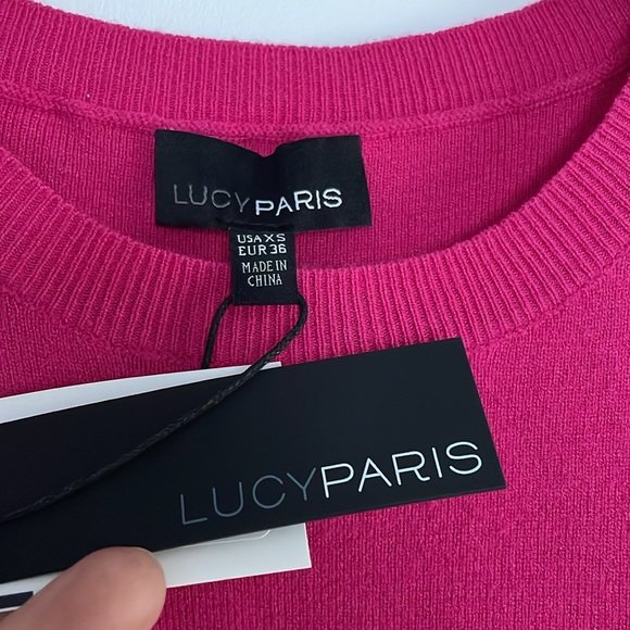 NWT fuscia hot pink sweater knit tank Lucy Paris new with tag size XS round neck - Picture 2 of 11